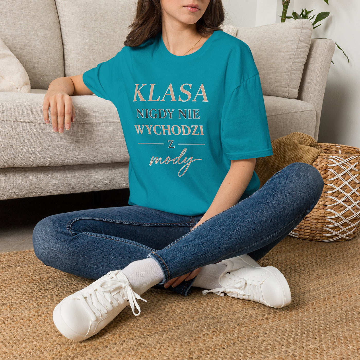 T-shirt damski bawełniany z minimalistycznym napisem Élégance
