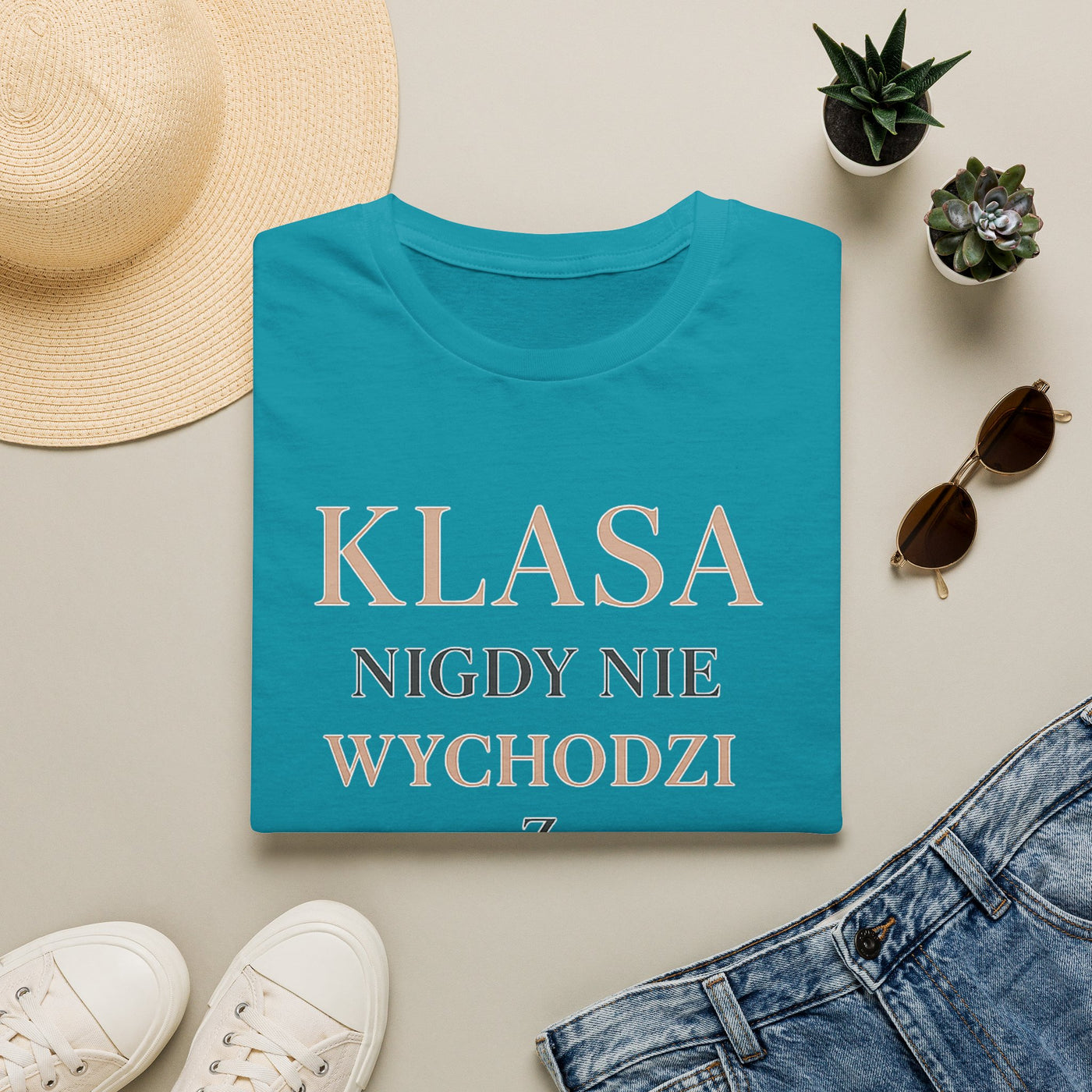 T-shirt damski bawełniany z minimalistycznym napisem Élégance