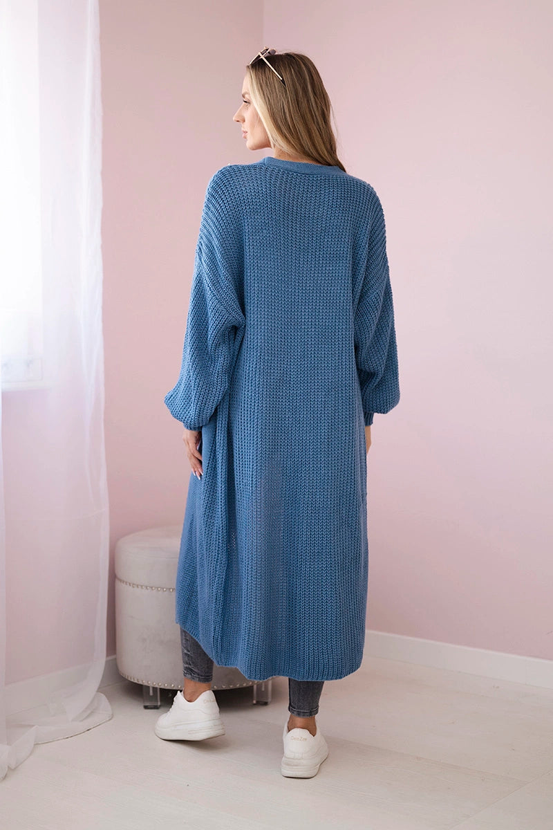 damskie long cardigan sweter ciemny fioletowy uniwersalny rozmiar