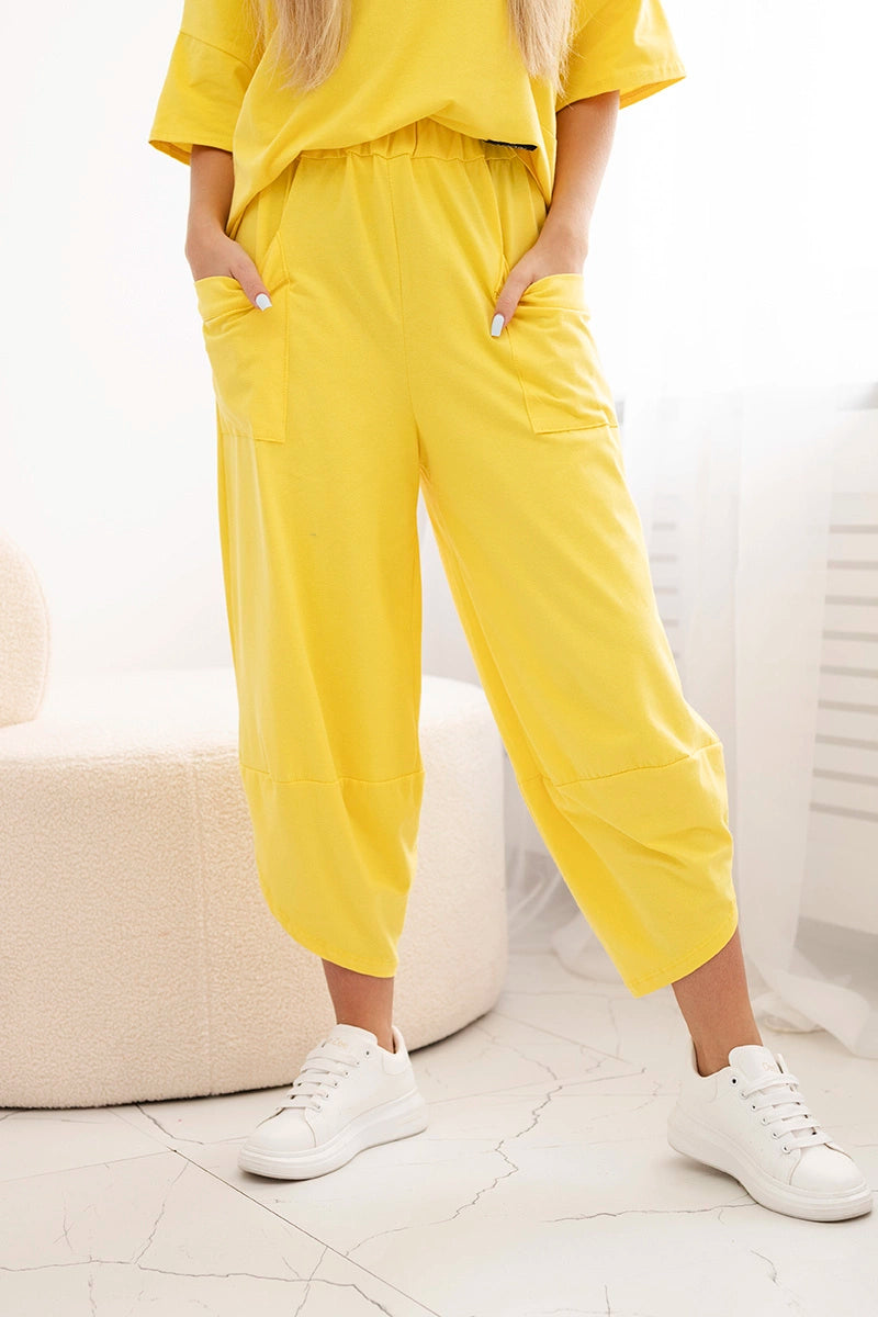 Dámský bavlněný komplet halenka + kalhoty Ivoire