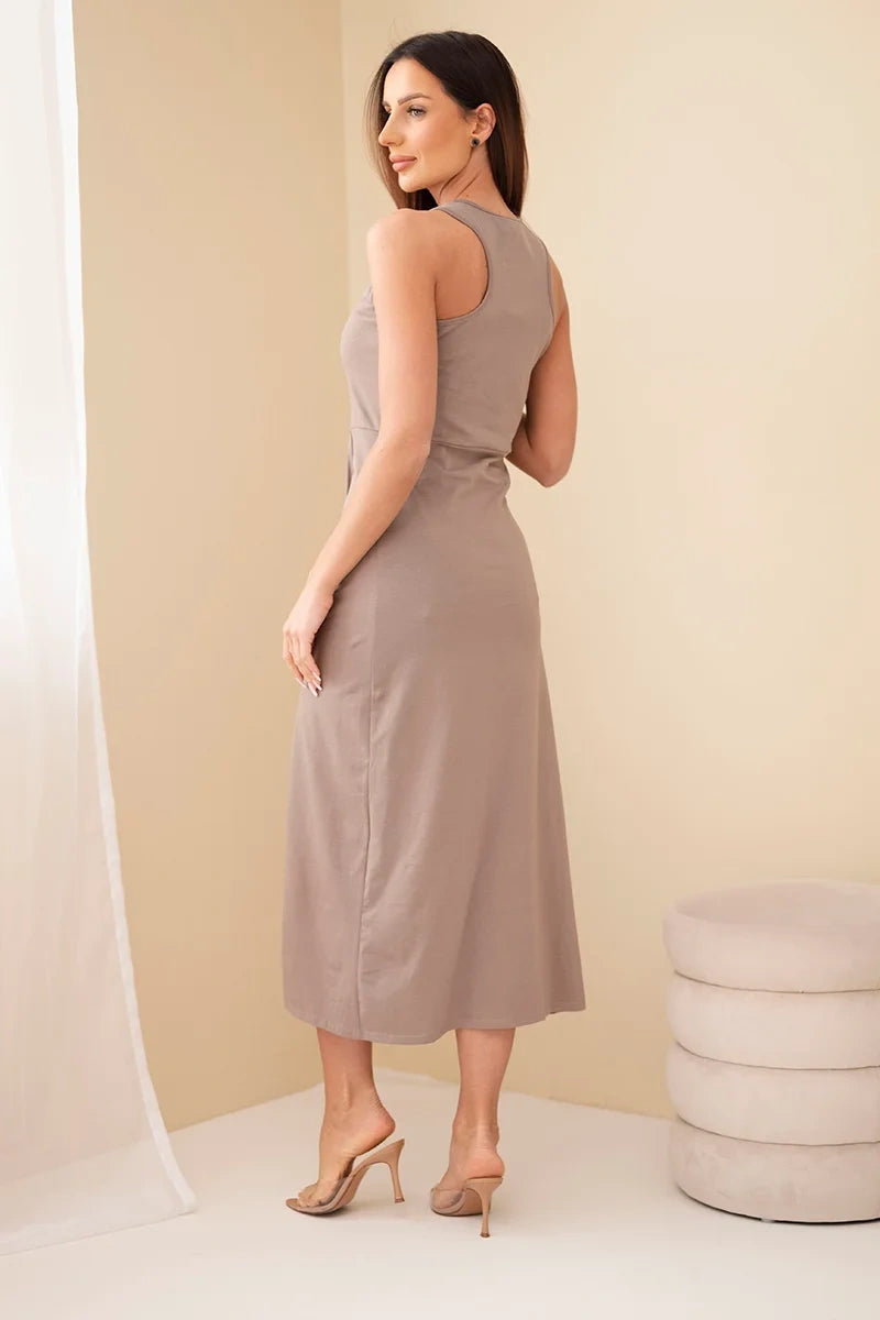 Dámské bavlněné midi šaty bez rukávů s řasením Bouvardia