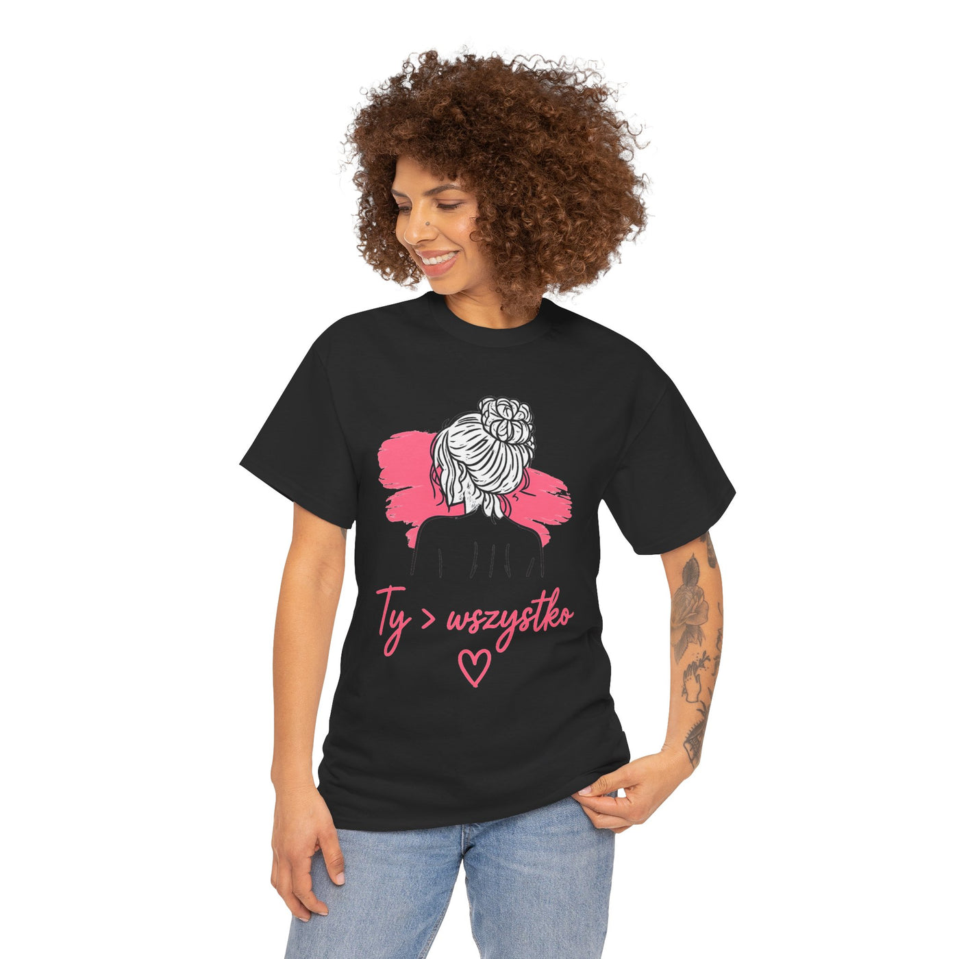 T-shirt damski bawełniany z grafiką Ty > wszystko Bellezza