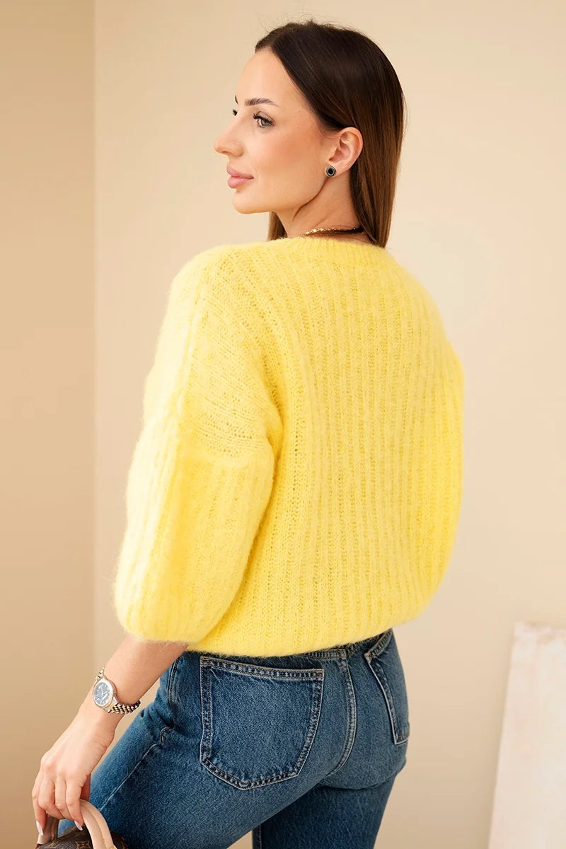 damskie sweter krótki rękaw mohair ecru miękki luksusowy