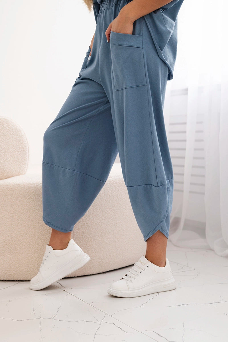 Dámský bavlněný komplet halenka + kalhoty Ivoire