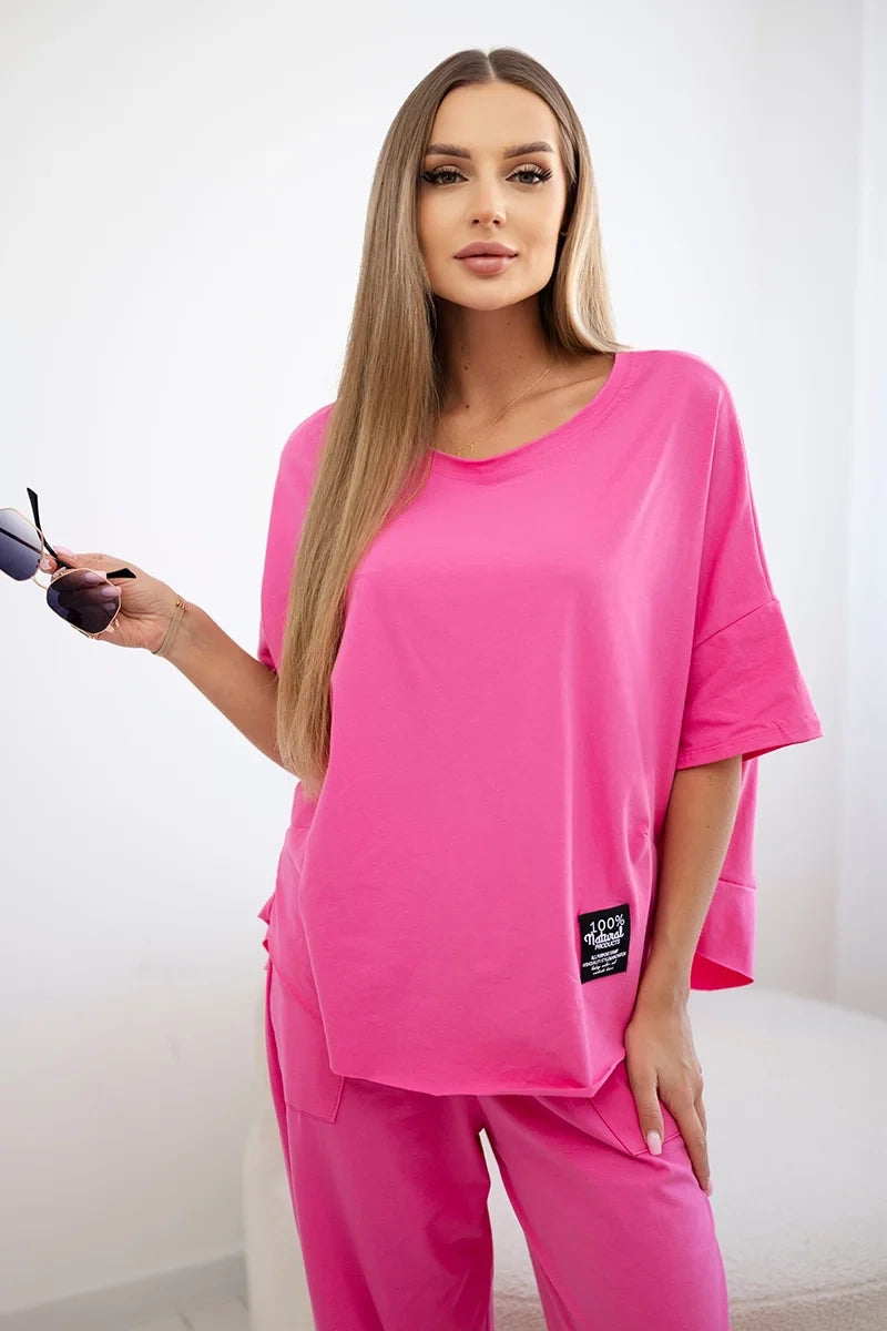 Dámský bavlněný komplet halenka + kalhoty Ivoire