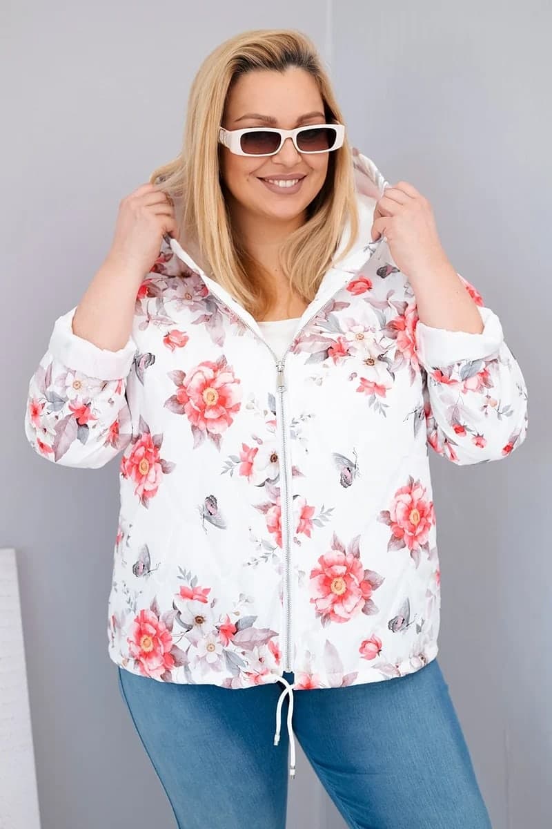 Kurtka damska pikowana Plus Size z kapturem Agapanto, kolor Biały