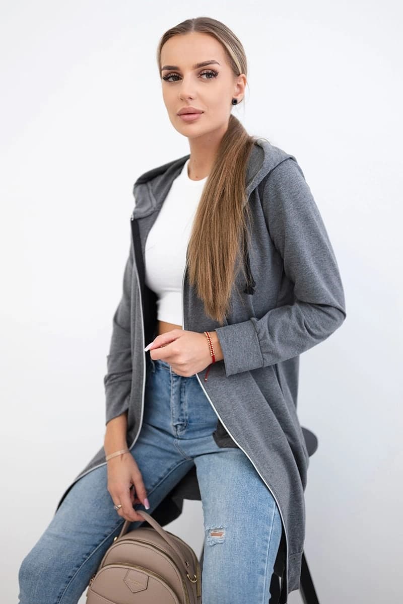 Bluza damska bawełniana z kapturem Natalia, kolor Grafitowy