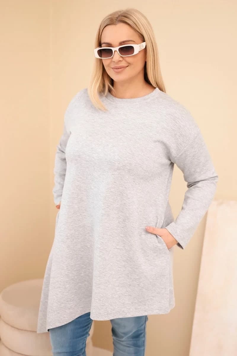 Sukienka damska wiskozowa plus size z luźnym fasonem Asolo, kolor Szary