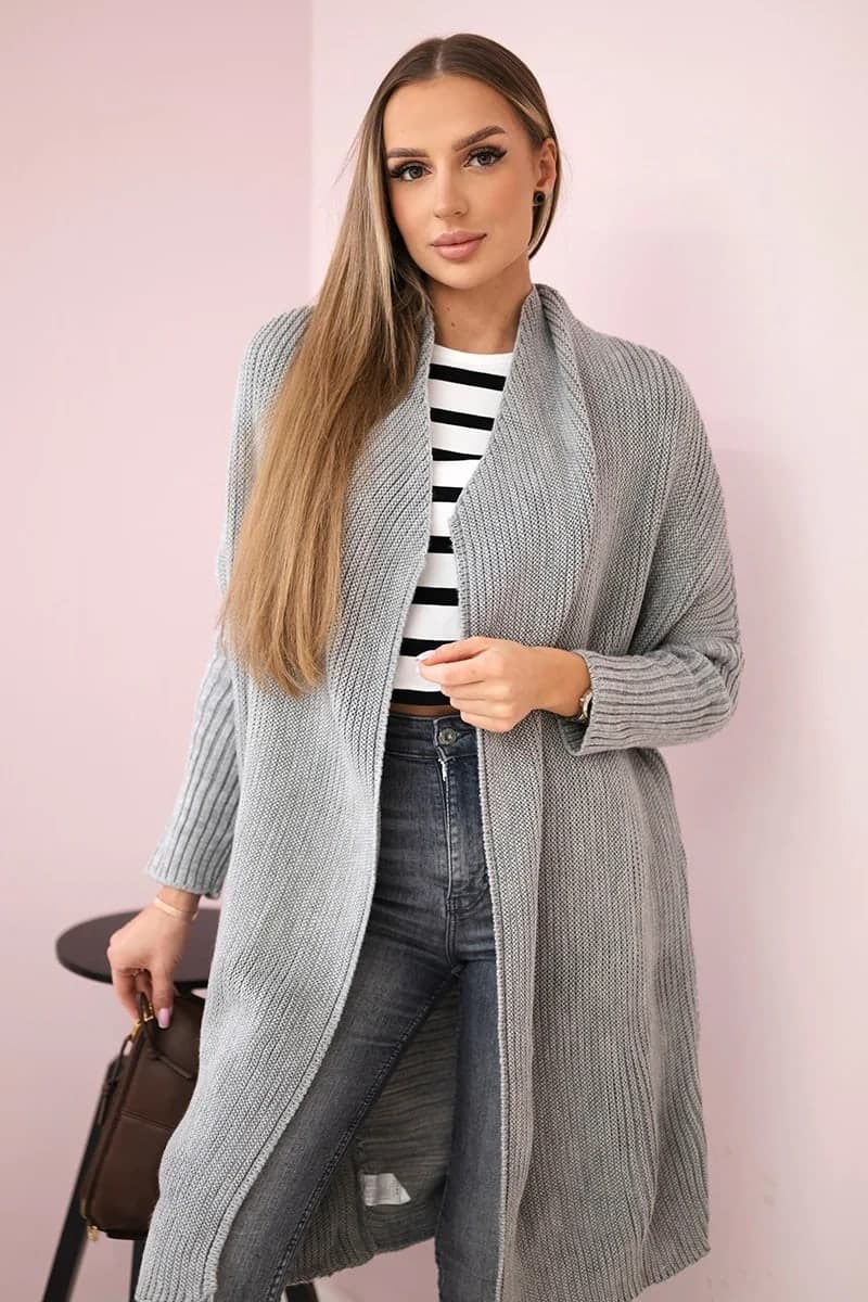 Sweter damski akrylowo wełniany z rękawami nietoperz Tosca, kolor Jasny szary