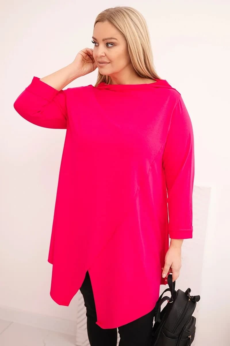 Bluzka damska bawełniana plus size asymetryczna Canzone, kolor Fuksja