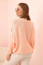 damskie brązowy sweter v neck z guzikami uniwersalny