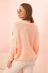 damskie brązowy sweter v neck z guzikami uniwersalny