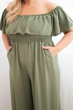 Kombinezon damski plus size z falbaną i krótkim rękawem Passione
