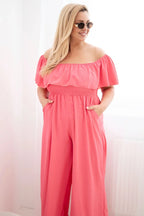 Kombinezon damski plus size z falbaną i krótkim rękawem Passione