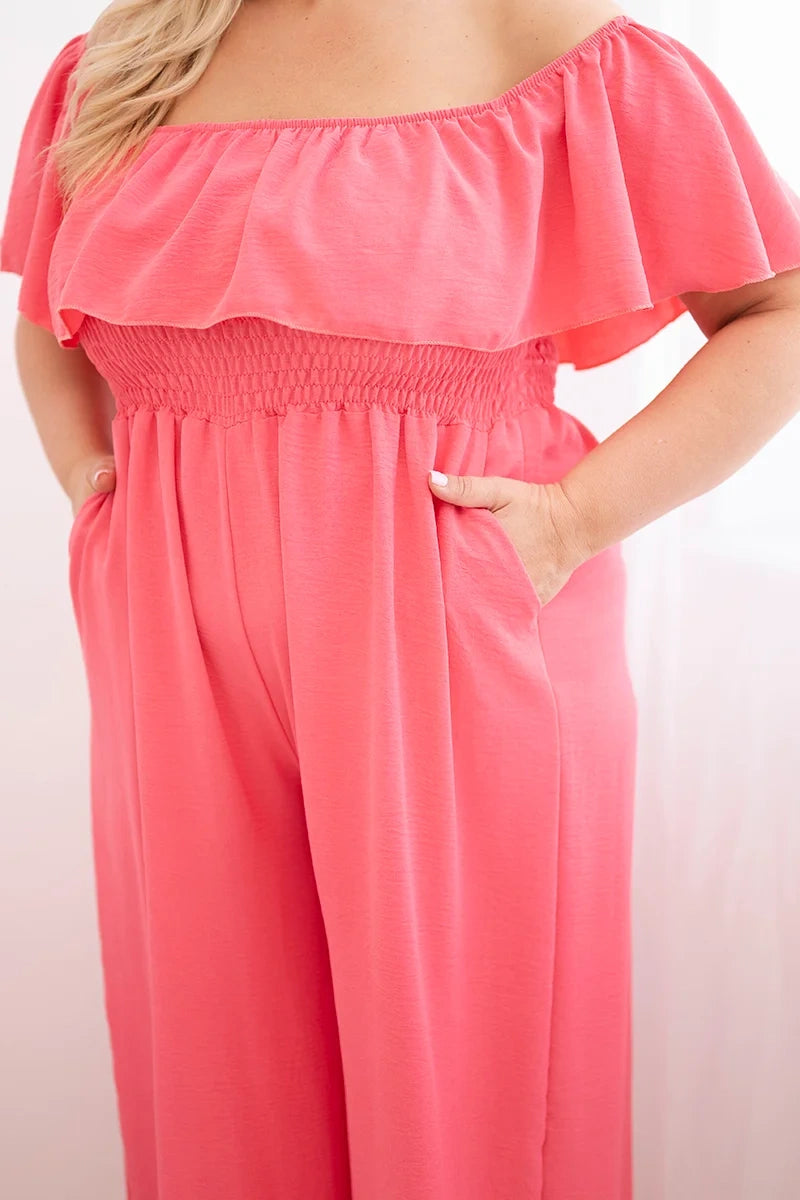 Kombinezon damski plus size z falbaną i krótkim rękawem Passione