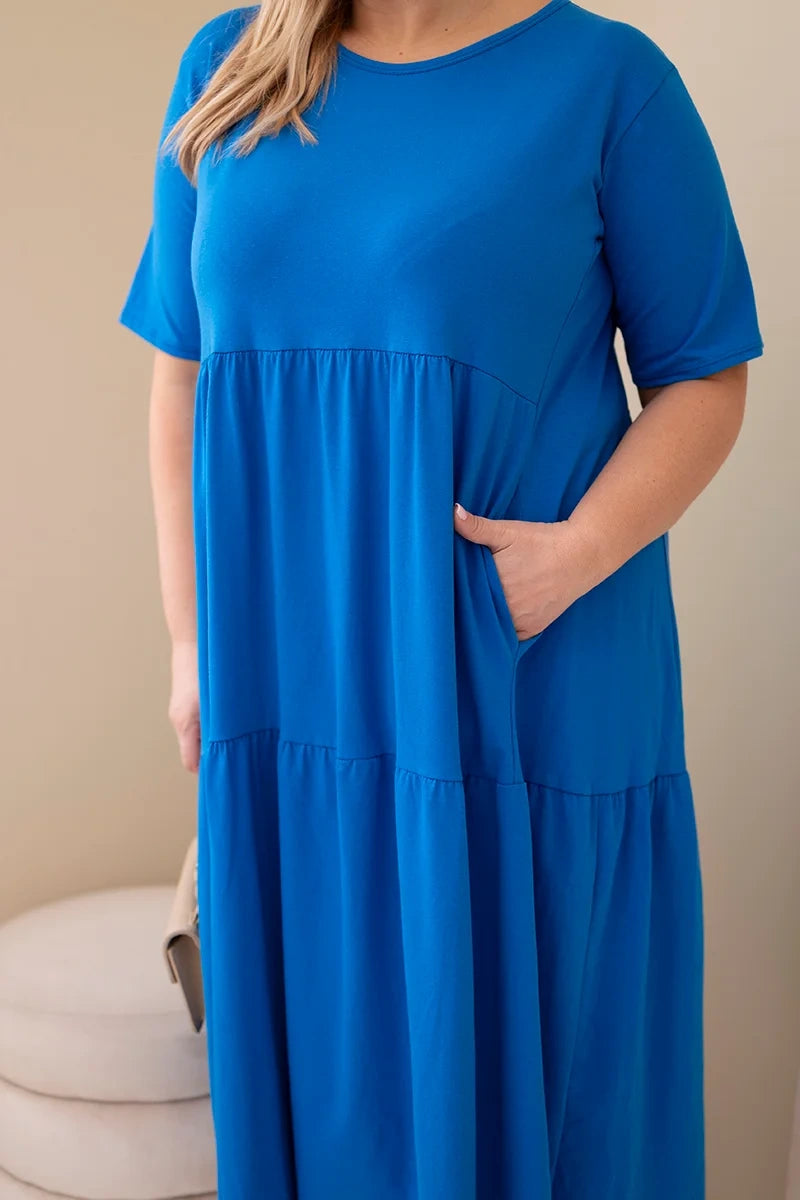 Sukienka damska bawełniana Plus Size z krótkim rękawem i falbaną Felice