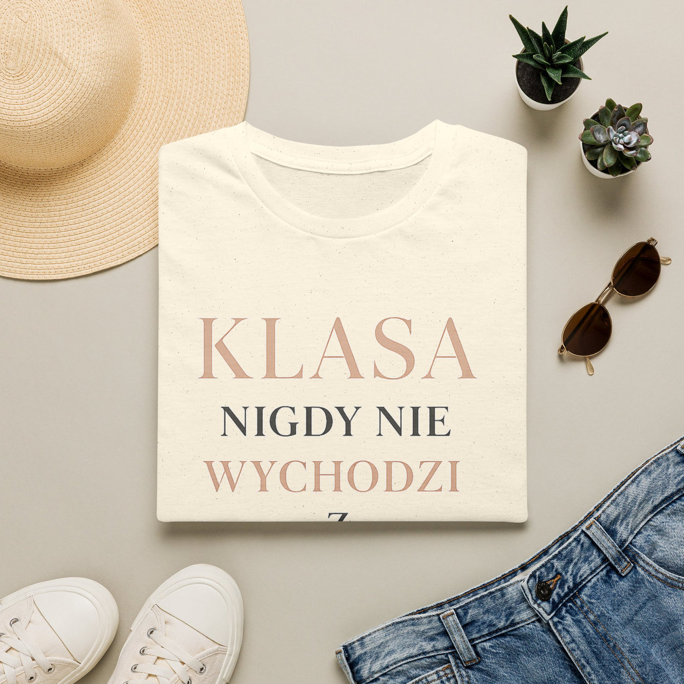 T-shirt damski bawełniany z minimalistycznym napisem Élégance