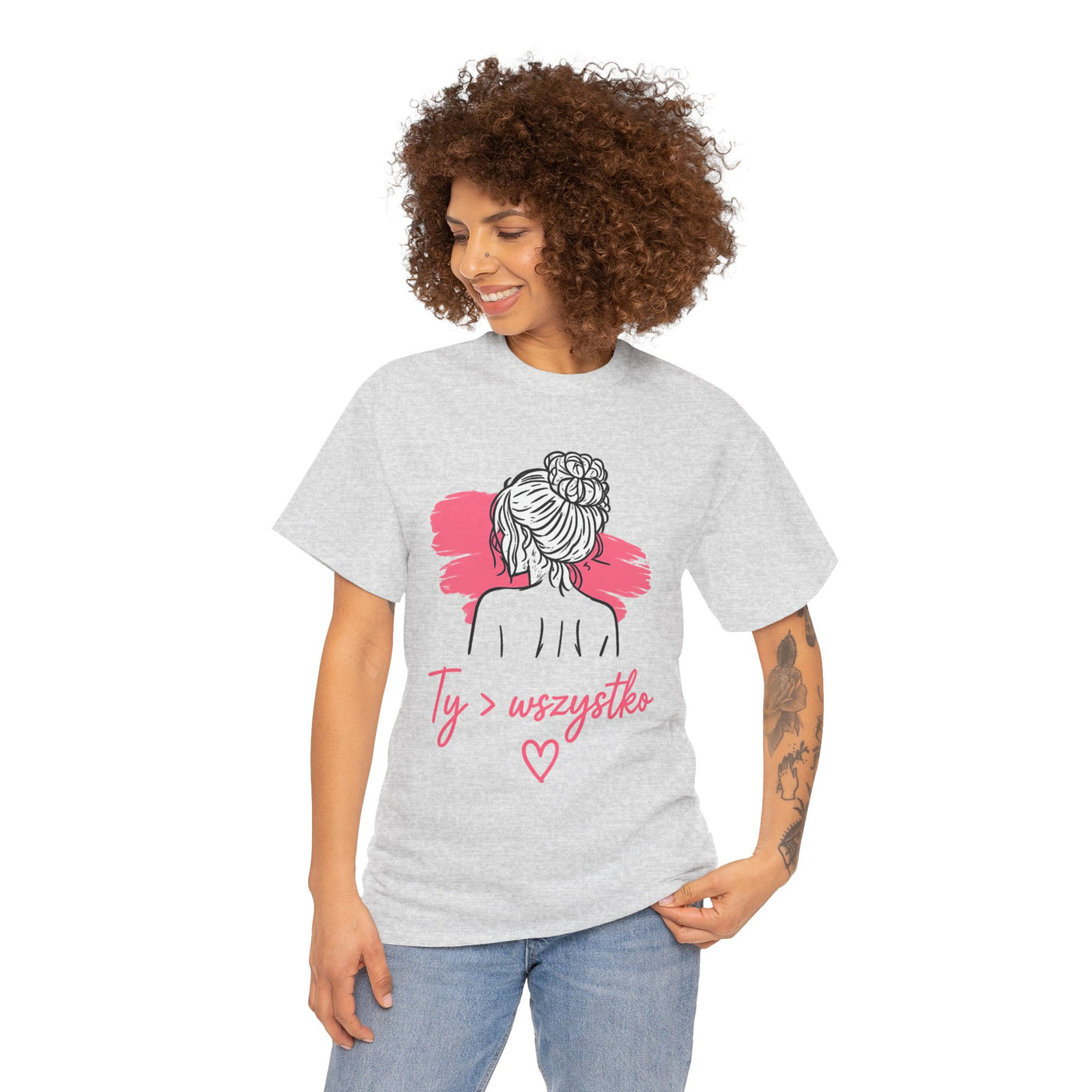 T-shirt damski bawełniany z grafiką Ty > wszystko Bellezza