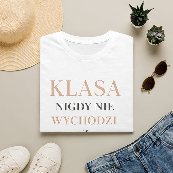 T-shirt damski bawełniany z minimalistycznym napisem Élégance