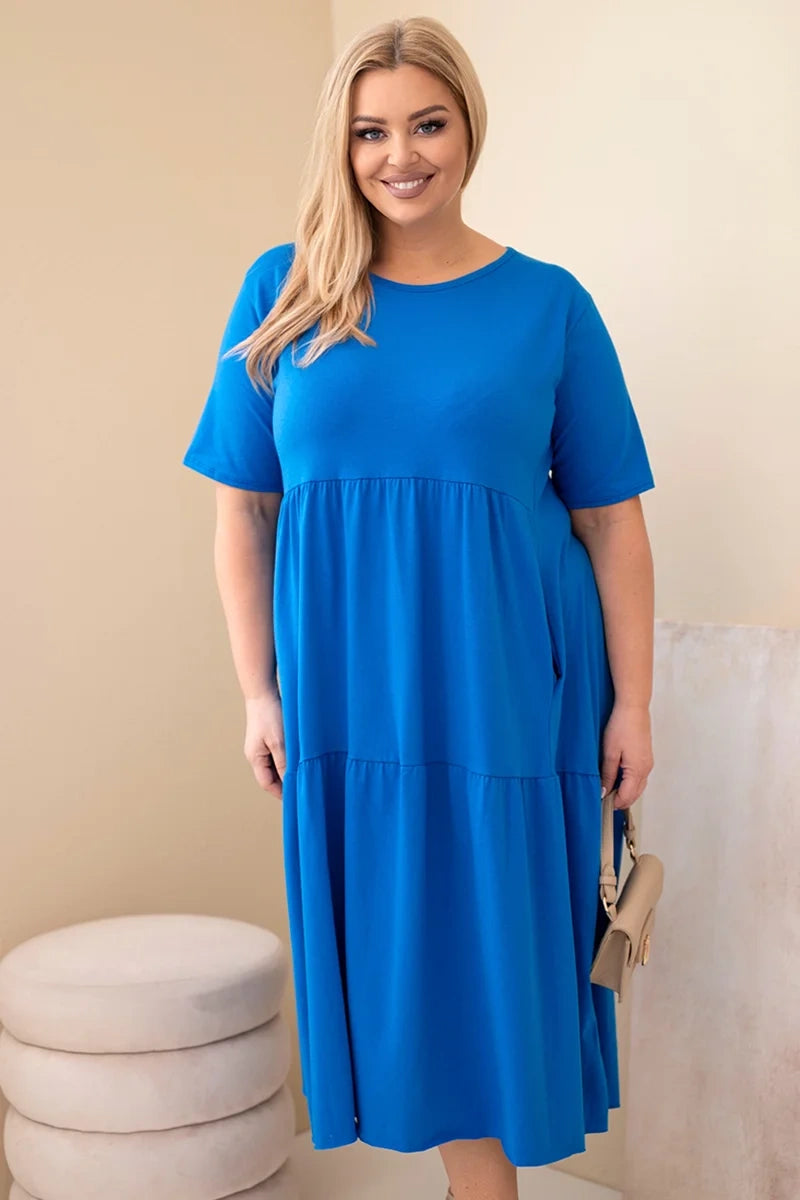 Sukienka damska bawełniana Plus Size z krótkim rękawem i falbaną Felice