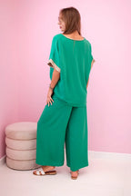 damskie body z wiskozy w ciemnym pudrowym różu ze złotym obszyciem