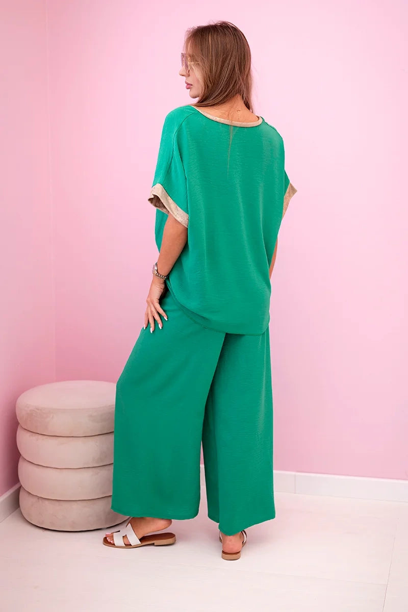 damskie body z wiskozy w ciemnym pudrowym różu ze złotym obszyciem