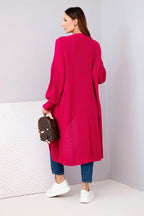 damskie long cardigan sweter ciemny fioletowy uniwersalny rozmiar
