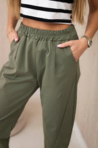 damskie spodnie summer punto khaki z kieszeniami