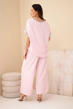 Komplet damski wiskozowy ze złotym obszyciem Topaze