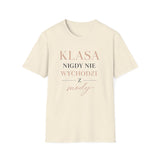T-shirt damski bawełniany z minimalistycznym napisem Élégance