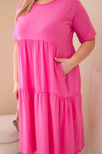 Sukienka damska bawełniana Plus Size z krótkim rękawem i falbaną Felice