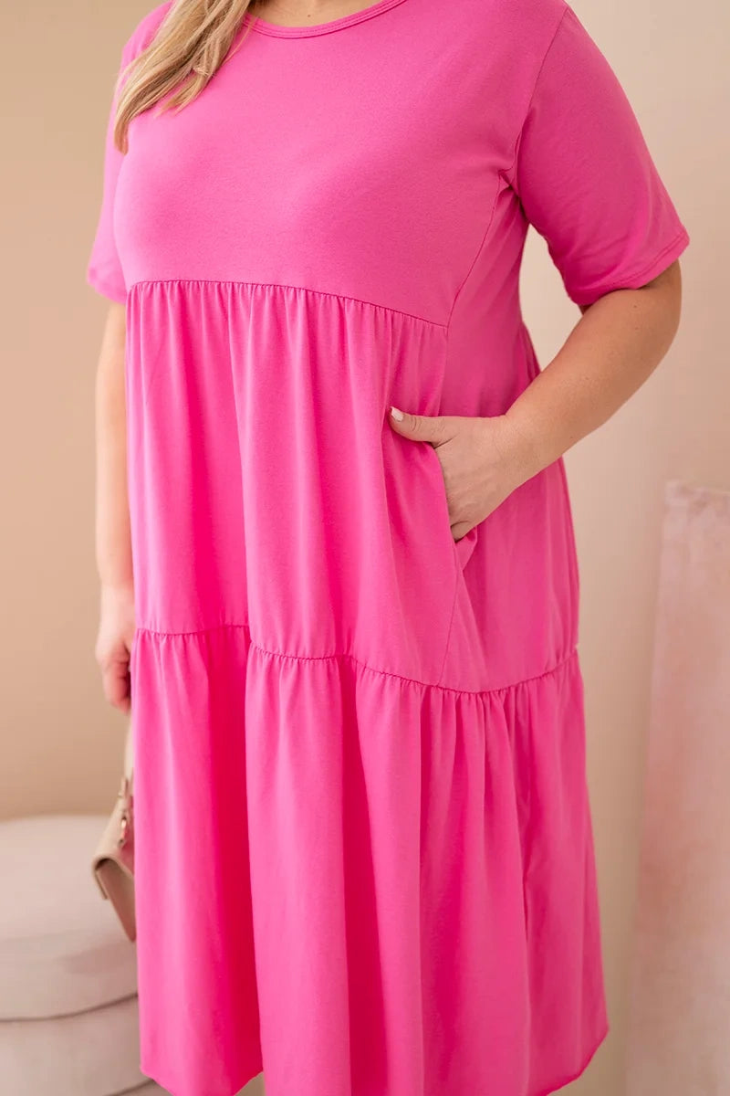 Sukienka damska bawełniana Plus Size z krótkim rękawem i falbaną Felice