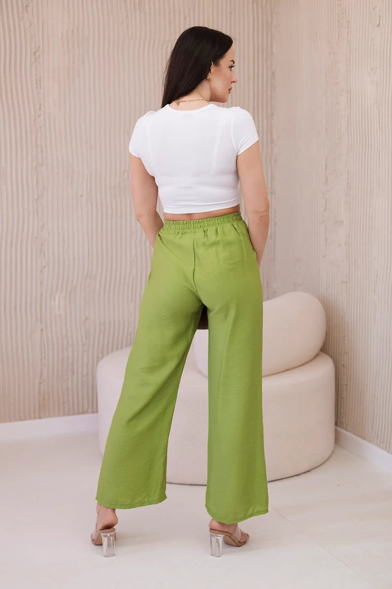 damskie spodnie z wiskozy szerokie nogawki niebieskie