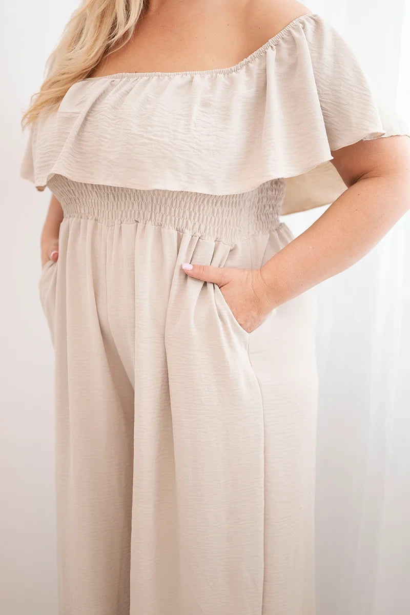 Kombinezon damski plus size z falbaną i krótkim rękawem Passione