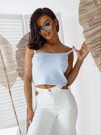Top sweterkowy damski akrylowy crop z wełną Soirée