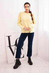 damskie długie rękawy sweter baby alpaki cytrynowy miękki ciepły