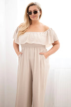 Kombinezon damski plus size z falbaną i krótkim rękawem Passione