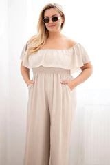 Kombinezon damski plus size z falbaną i krótkim rękawem Passione