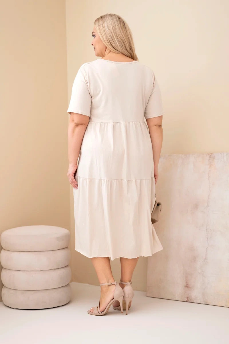 Sukienka damska bawełniana Plus Size z krótkim rękawem i falbaną Felice