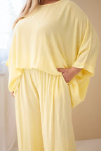 Komplet damski wiskozowy plus size z szerokimi spodniami Tenera