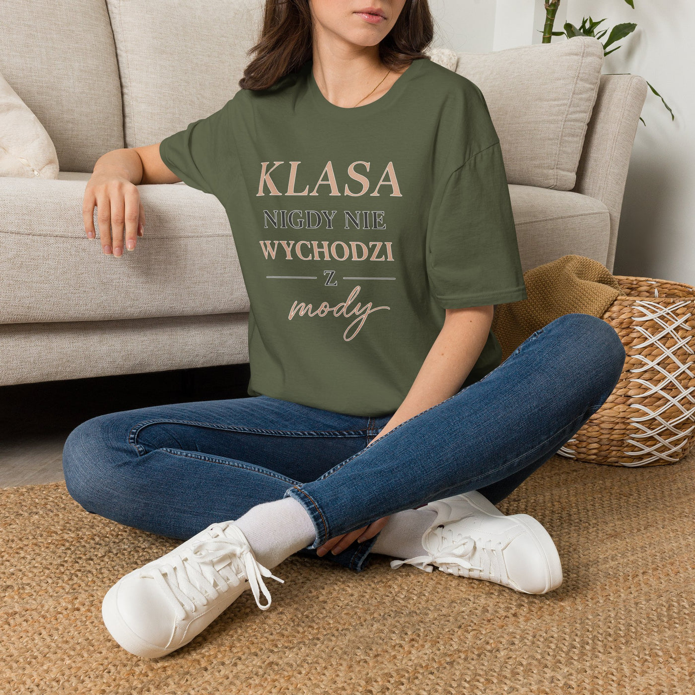 T-shirt damski bawełniany z minimalistycznym napisem Élégance