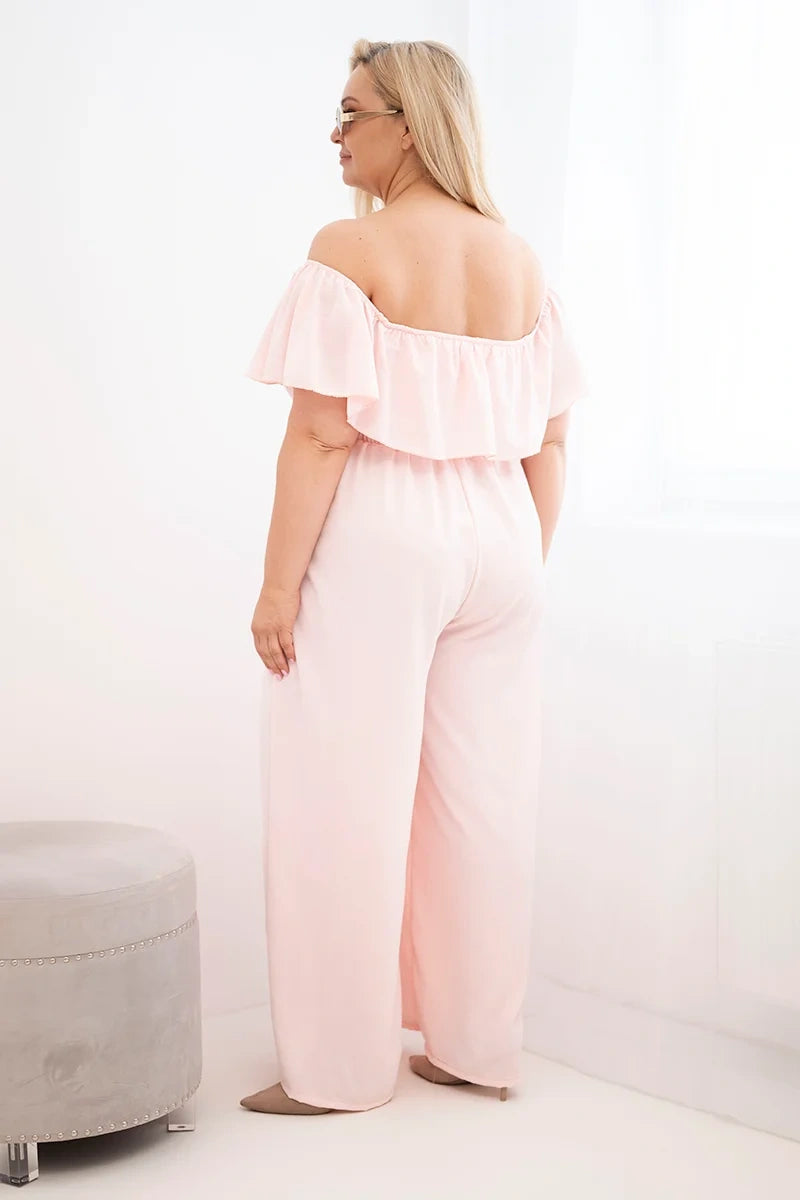 Kombinezon damski plus size z falbaną i krótkim rękawem Passione