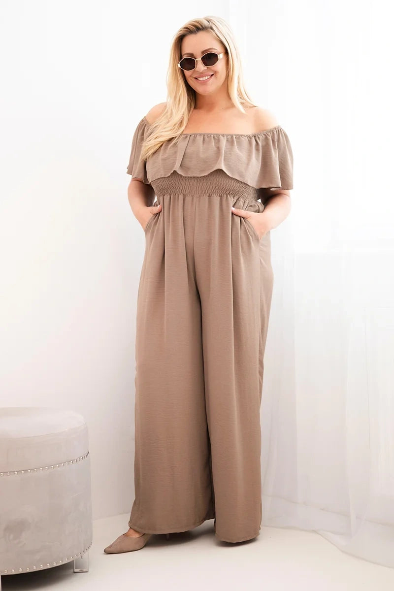 Kombinezon damski plus size z falbaną i krótkim rękawem Passione