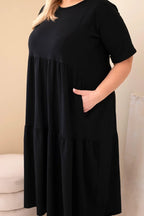 Sukienka damska bawełniana Plus Size z krótkim rękawem i falbaną Felice