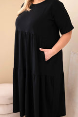 Sukienka damska bawełniana Plus Size z krótkim rękawem i falbaną Felice