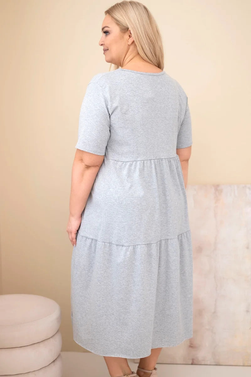 Sukienka damska bawełniana Plus Size z krótkim rękawem i falbaną Felice