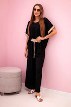 damskie ubrania ze wiskozy z złotym obszerzycielem w odcieniu ciemnego pudrowego różu