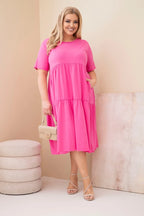 Sukienka damska bawełniana Plus Size z krótkim rękawem i falbaną Felice