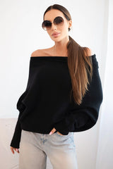 damskie wiskozowy sweter asymetryczny nietoperz czekoladowy