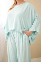 Komplet damski wiskozowy plus size z szerokimi spodniami Tenera